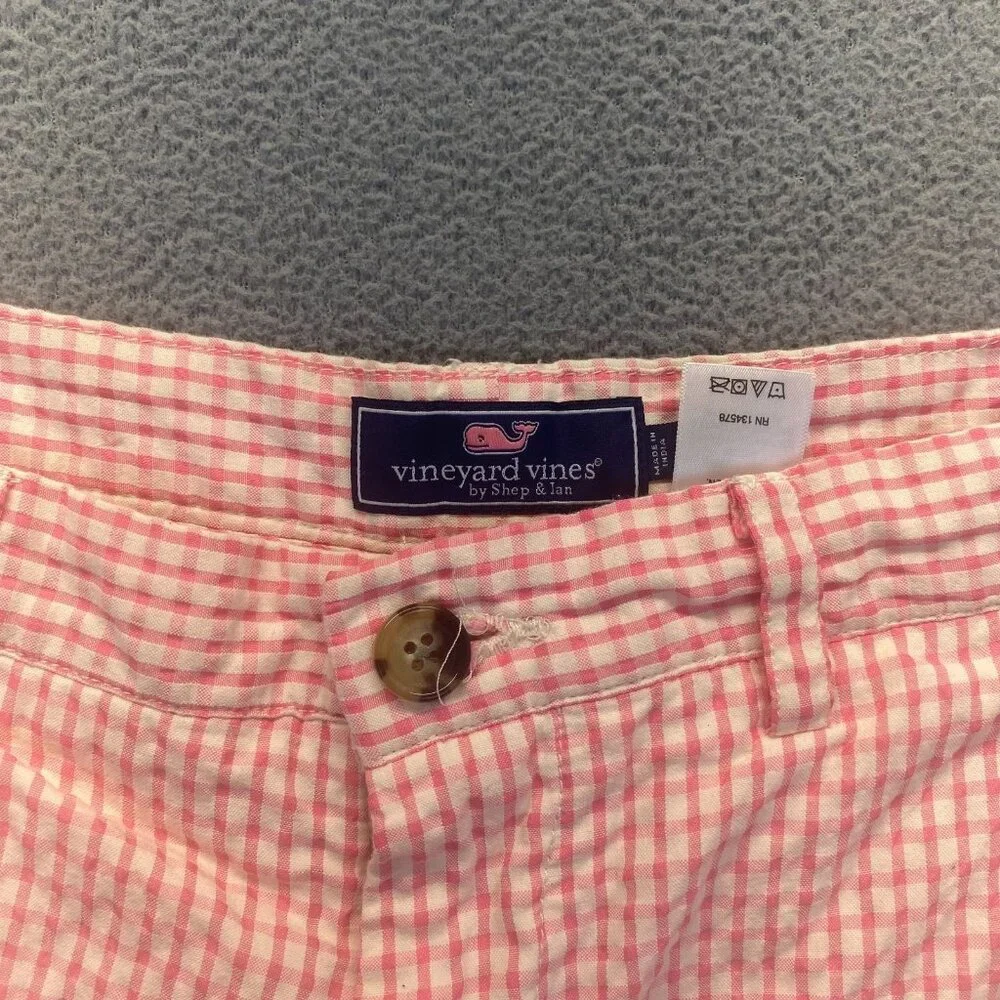 Men's Vineyard Vines Breaker Shorts Pink w/ White‎ Gingham Check Size 30